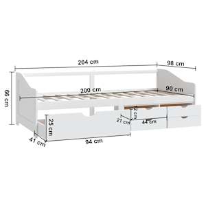 3místná válenda se zásuvkami bílá masivní borovice 90 x 200 cm - obrázek 9