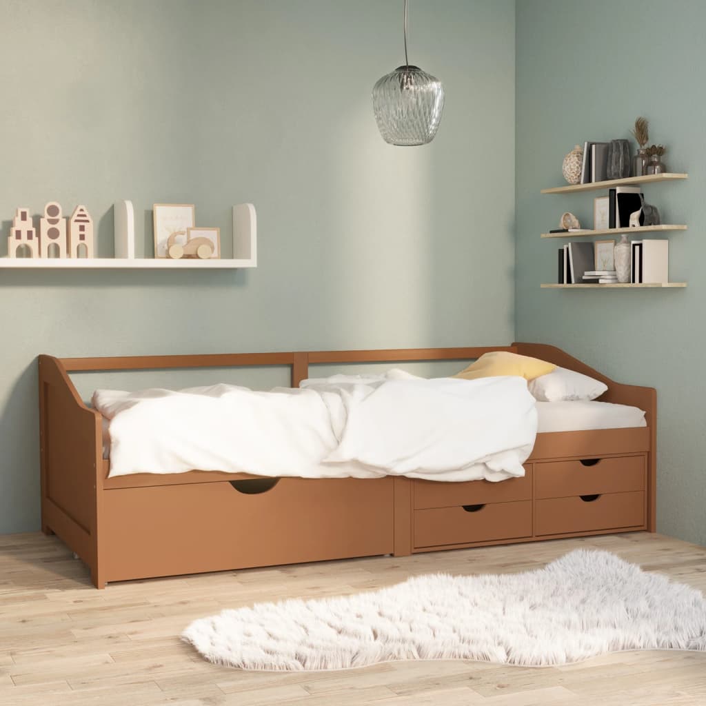 Bedbank 3-zits met lades grenenhout honingbruin 90x200 cm