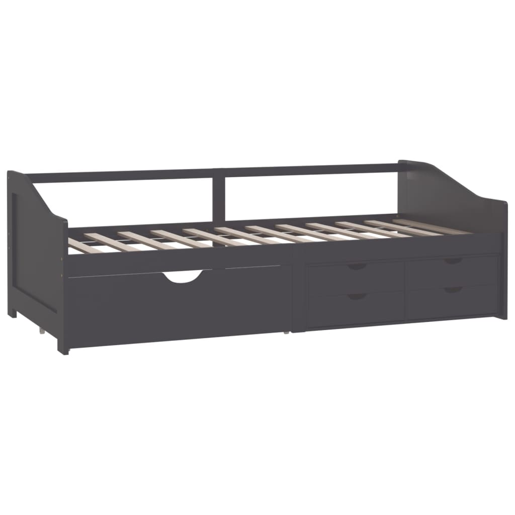 vidaXL 3-Seater Day Bed with Drawers Grey Solid Pinewood 90x200 cm