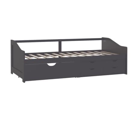 vidaXL 3-Seater Day Bed with Drawers Grey Solid Pinewood 90x200 cm