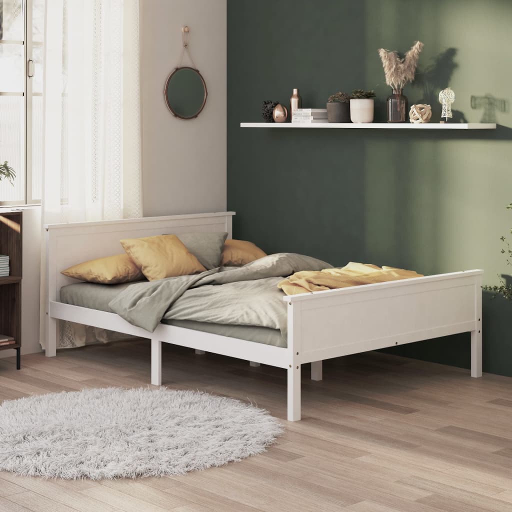 vidaXL Cadre de lit Blanc Bois de pin massif 160x200 cm