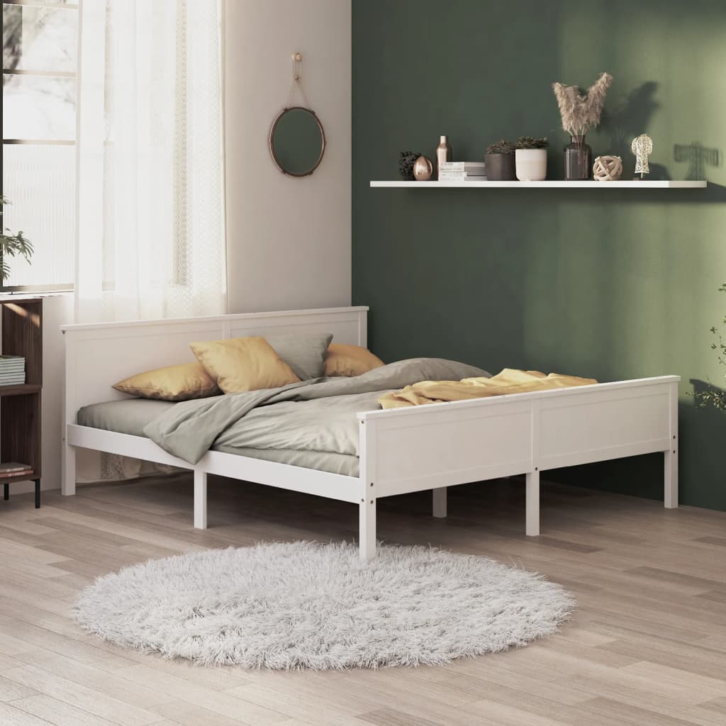 vidaXL Cadru de pat, alb, 180x200 cm, lemn masiv de pin