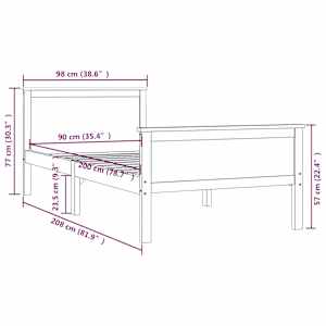 Rám postele medově hnědý masivní borovice 90 x 200 cm - obrázek 7