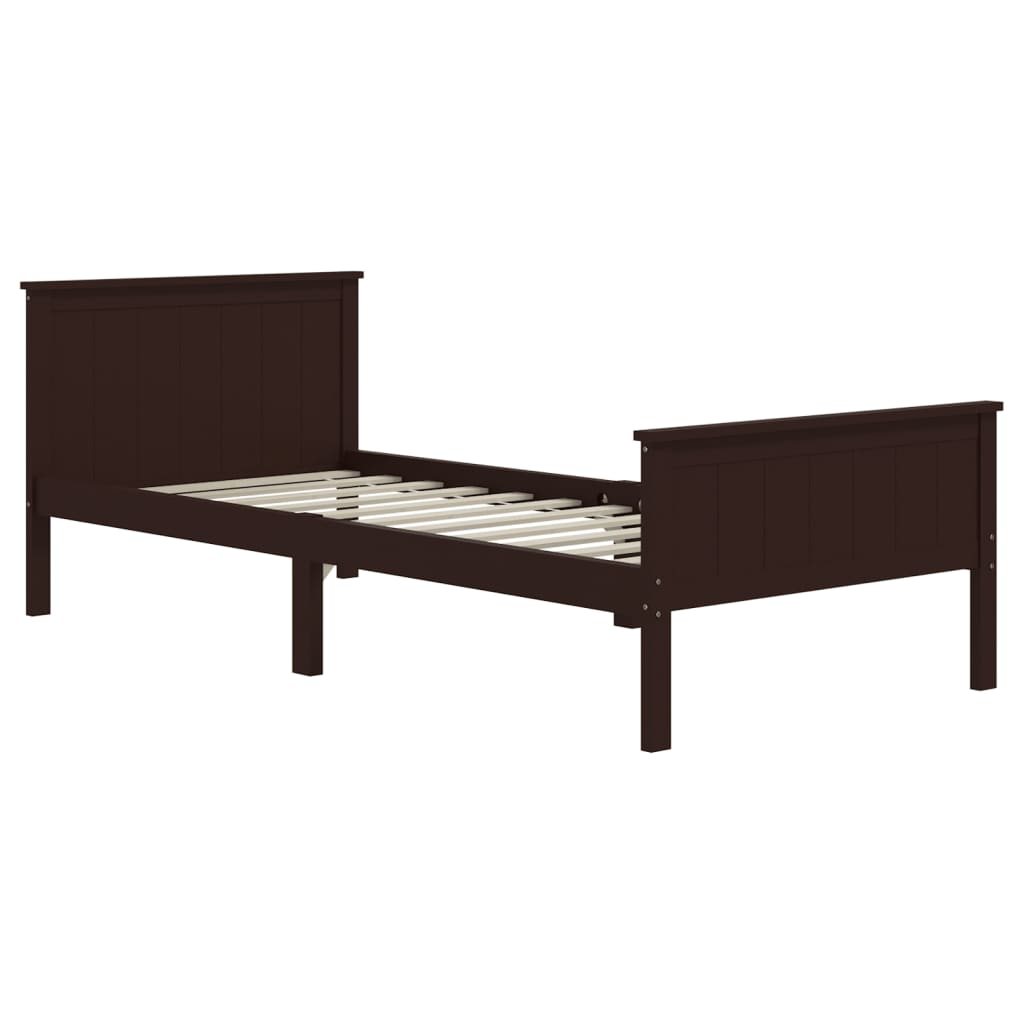 vidaXL Bedframe massief grenenhout donkerbruin 90x200 cm afbeelding