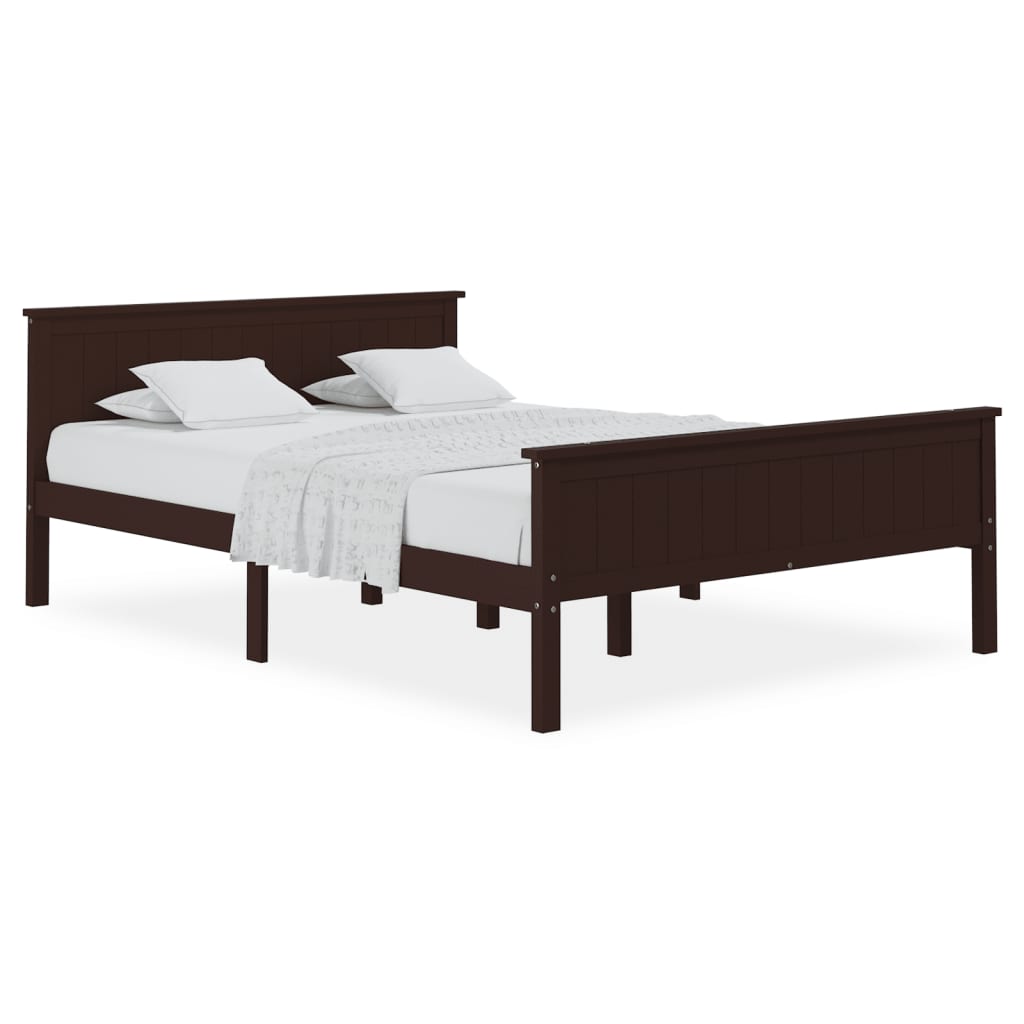 vidaXL Bedframe massief grenenhout donkerbruin 140x200 cm