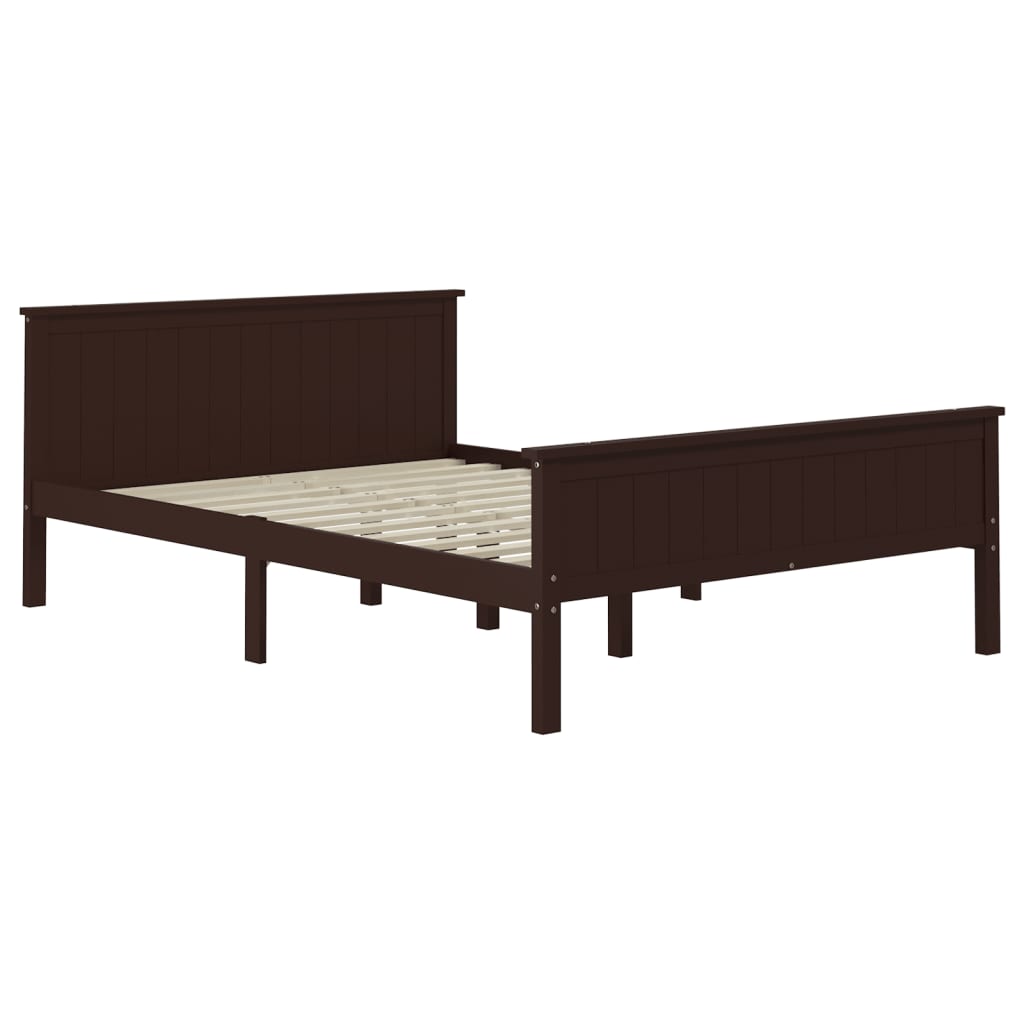 vidaXL Bedframe massief grenenhout donkerbruin 140x200 cm