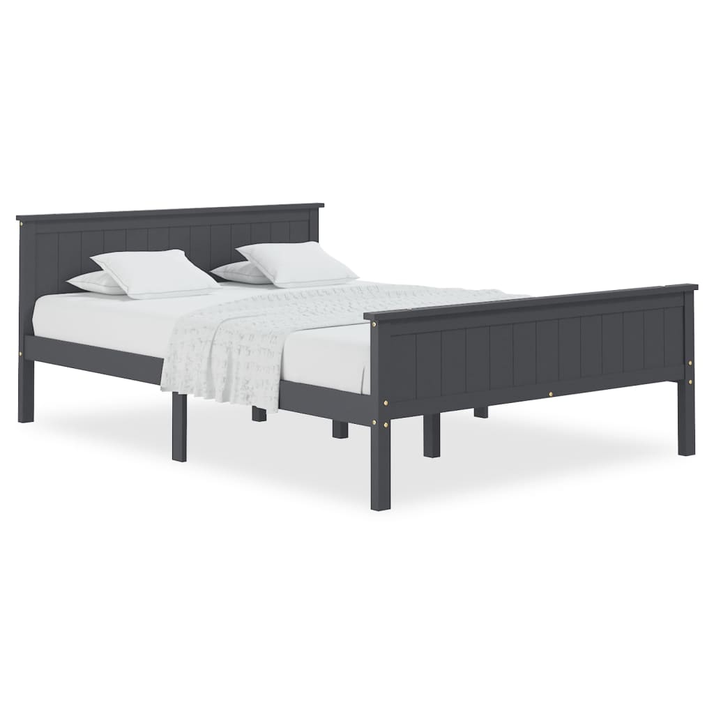 vidaXL Bedframe massief grenenhout grijs 140x200 cm
