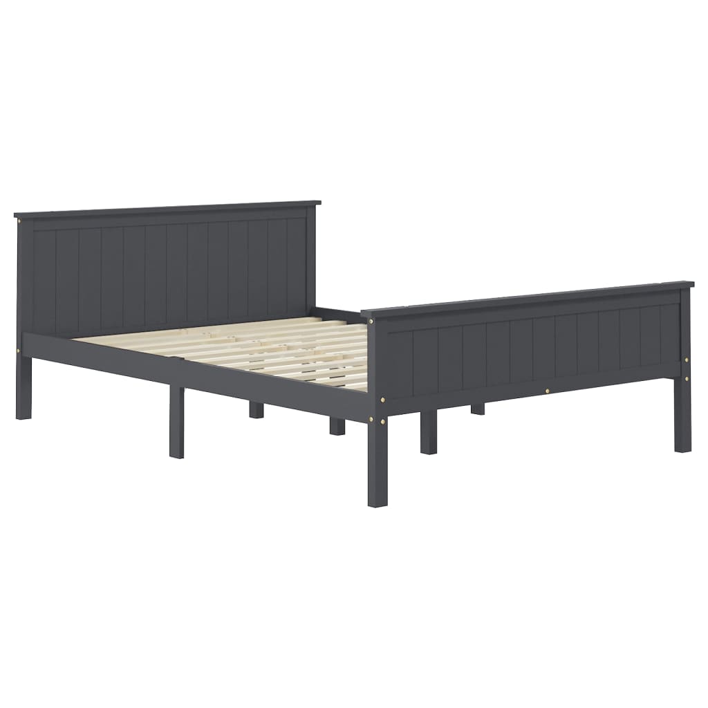 vidaXL Bedframe massief grenenhout grijs 140x200 cm afbeelding