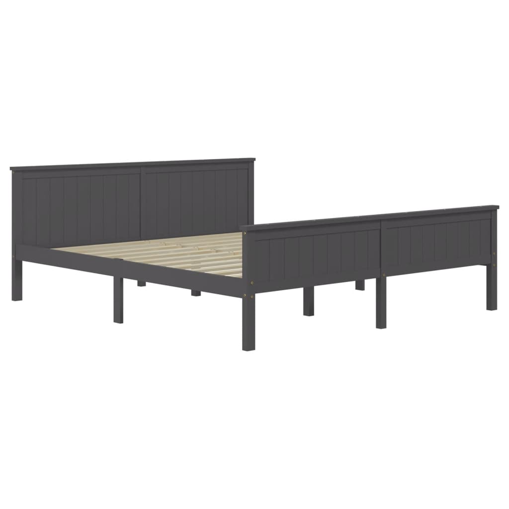 vidaXL Bedframe massief grenenhout grijs 180x200 cm afbeelding