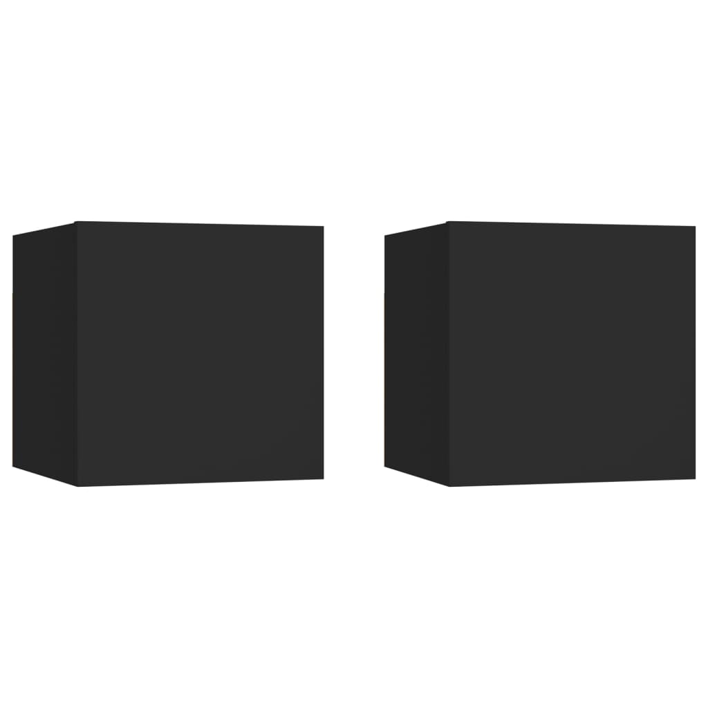 vidaXL Tables de chevet 2 pcs Noir 30,5x30x30 cm Aggloméré