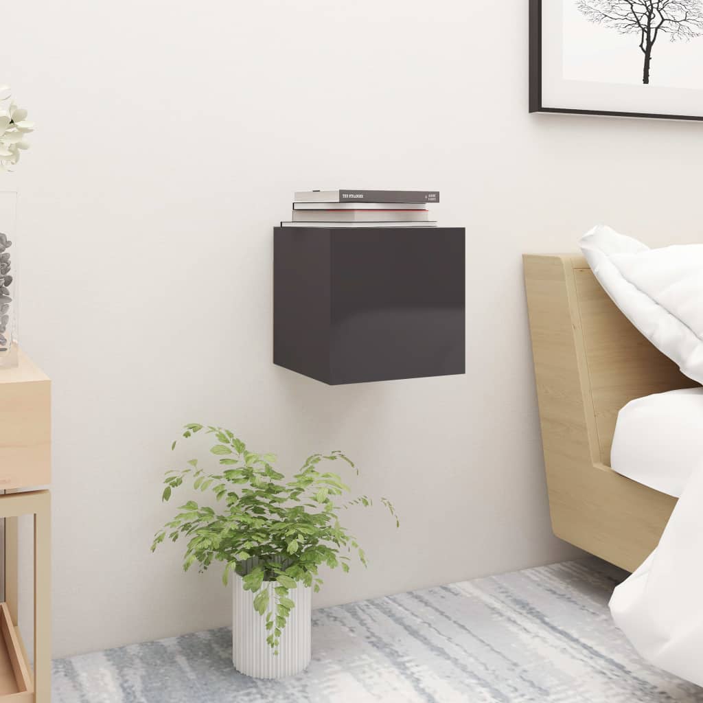 

vidaXL Nachtkastjes 2 st 30,5x30x30 cm spaanplaat hoogglans grijs