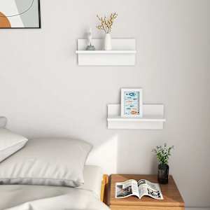 vidaXL Sein&auml;hyllyt 2 kpl valkoinen 40x11,5x18 cm lastulevy