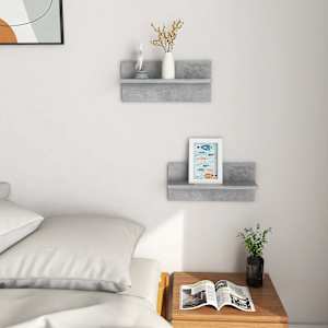 vidaXL Sein&auml;hyllyt 2 kpl betoninharmaa 40x11,5x18 cm lastulevy