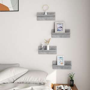 vidaXL Sein&auml;hyllyt 4 kpl betoninharmaa 40x11,5x18 cm lastulevy