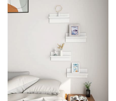 vidaXL Wall Shelves 4 pcs High Gloss White 40x11.5x18 cm