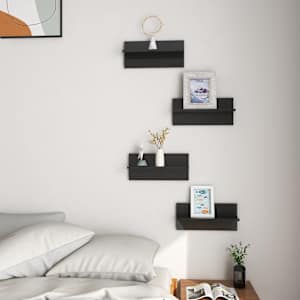 vidaXL Sein&auml;hyllyt 4 kpl korkeakiilto musta 40x11,5x18 cm