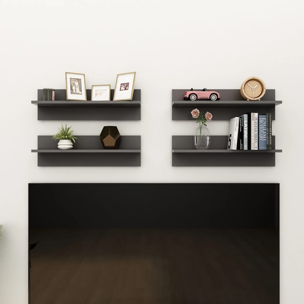 vidaXL Wall Shelf 4 pcs Grey 60x11.5x18 cm Engineered Wood