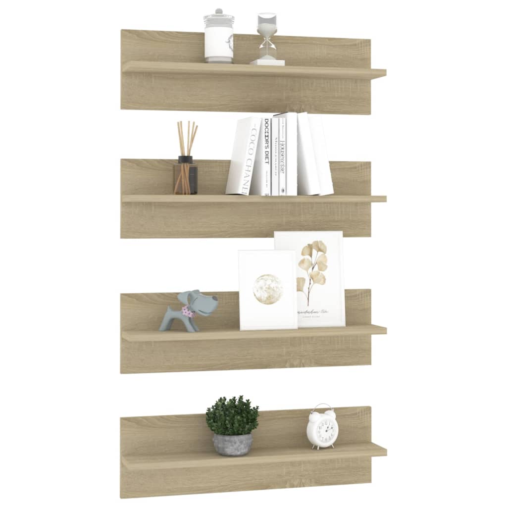 

vidaXL Wandschappen 4 st 60x11,5x18 cm spaanplaat sonoma eikenkleurig