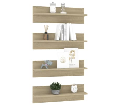 vidaXL Wandregale 4 Stk. Sonoma-Eiche 60x11,5x18 cm Holzwerkstoff