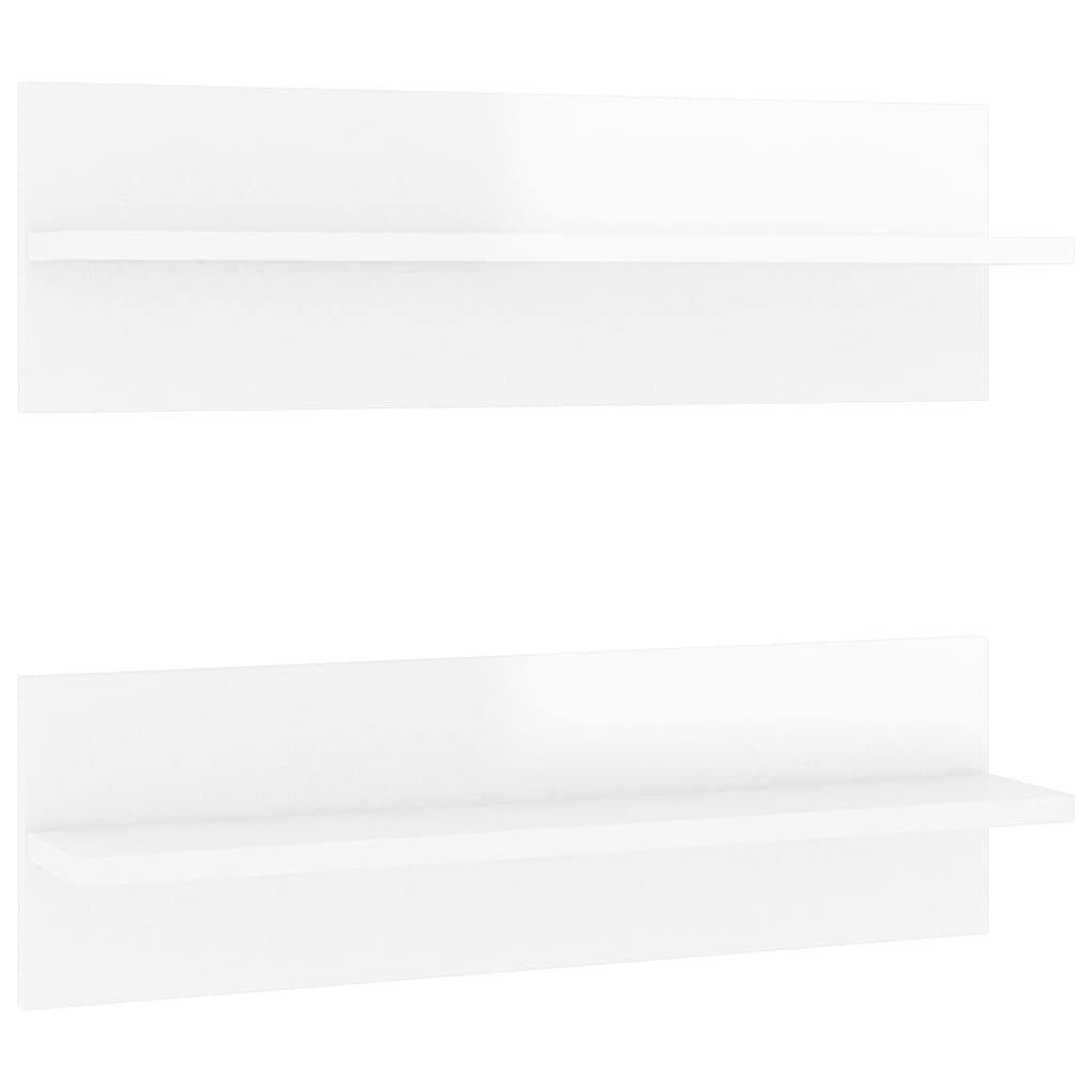 Wandregale 2 Stk. Hochglanz-Weiß 60×11,5×18 cm Spanplatte