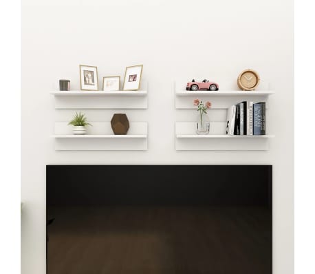 vidaXL Wall Shelf 4 pcs High Gloss White 60x11.5x18cm Engineered Wood