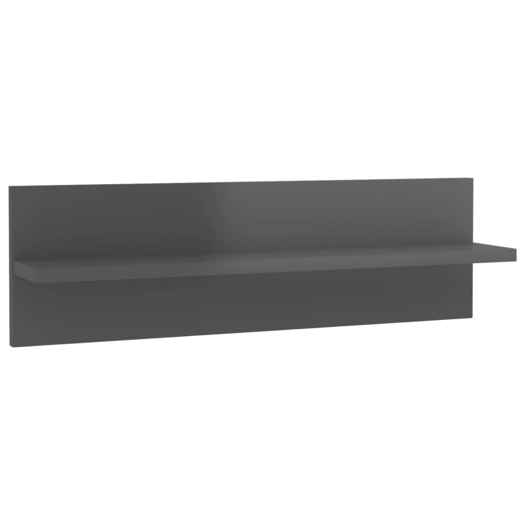 Nástěnné police 2 ks šedé vysoký lesk 60x11,5x18 cm dřevotříska