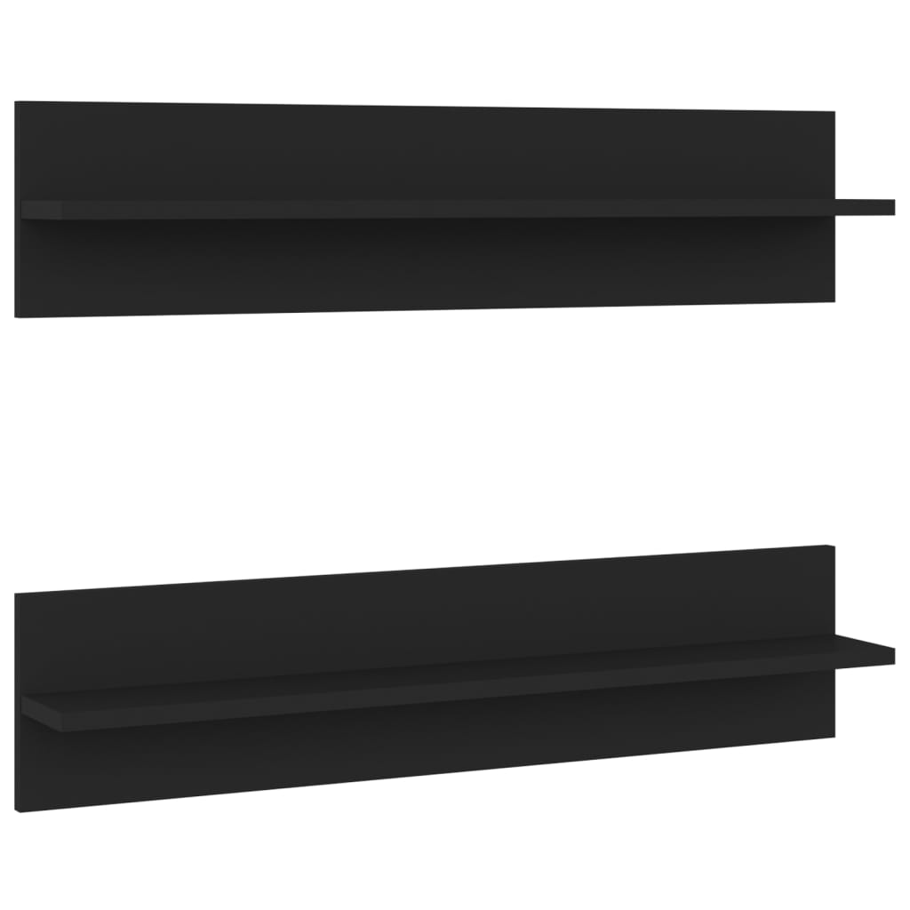 Nástěnné police 2 ks černé 80 x 11,5 x 18 cm dřevotříska
