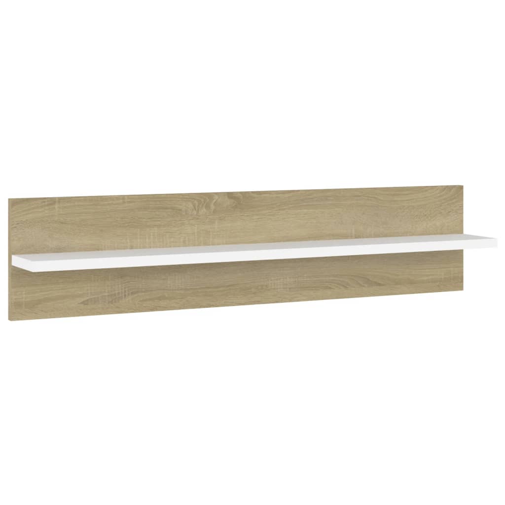 vidaXL Wandschappen 2 st 80x11,5x18 cm hout wit en sonoma eiken