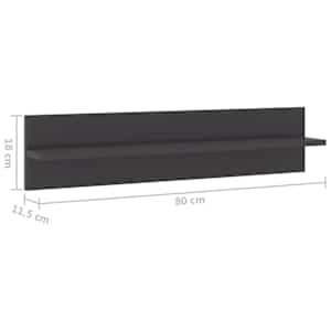 Nástěnné police 4 ks šedé vysoký lesk 80x11,5x18 cm kompozit - obrázek 9
