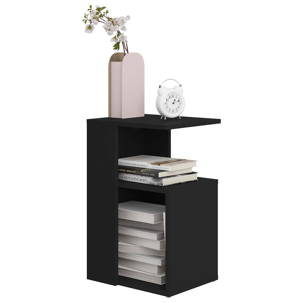 

vidaXL Bijzettafel 36x30x56 cm spaanplaat zwart