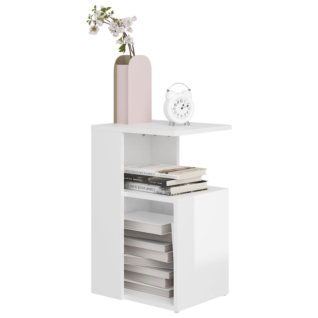 

vidaXL Bijzettafel 36x30x56 cm spaanplaat hoogglans wit