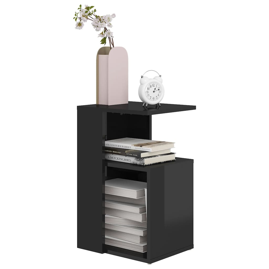 vidaXL magasfényű fekete forgácslap kisasztal 36 x 30 x 56 cm