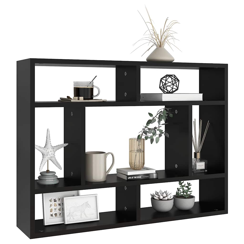 

vidaXL Wandschap 75x16x55 cm spaanplaat zwart