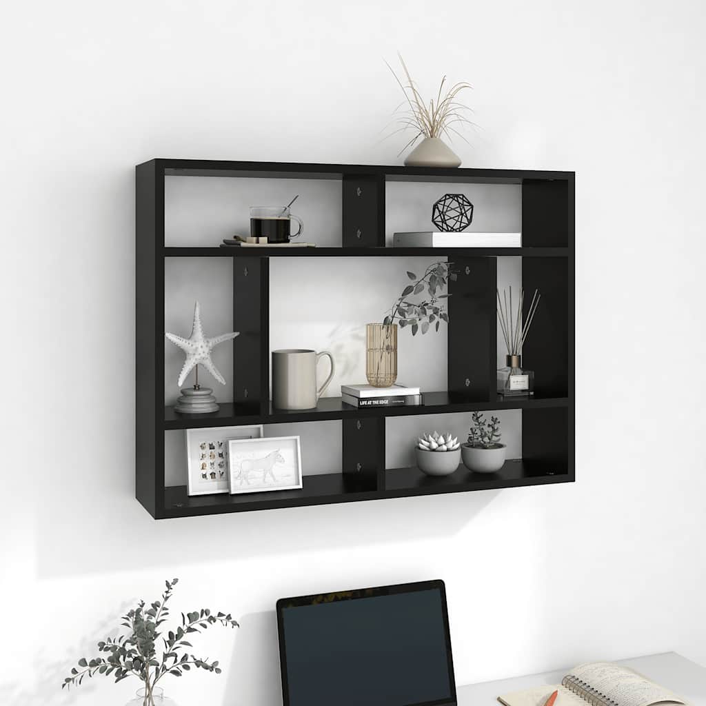 vidaXL Pka cienna, czarna, 75x16x55 cm, materia drewnopochodny