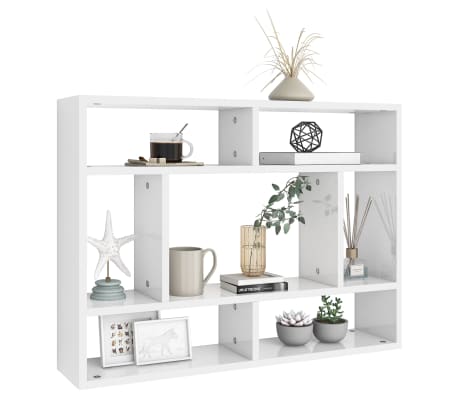 vidaXL Wall Shelf High Gloss White 75x16x55 cm Engineered Wood