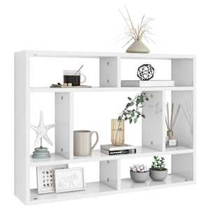 vidaXL &Eacute;tag&egrave;re murale Blanc brillant 75x16x55 cm Bois d'ing&eacute;nierie
