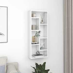 Nástěnná police bílá s vysokým leskem 36x16x90 cm dřevotříska - obrázek 1