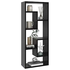 vidaXL Sieninė lentyna, juodos spalvos, 36x16x90cm, apdirbta mediena