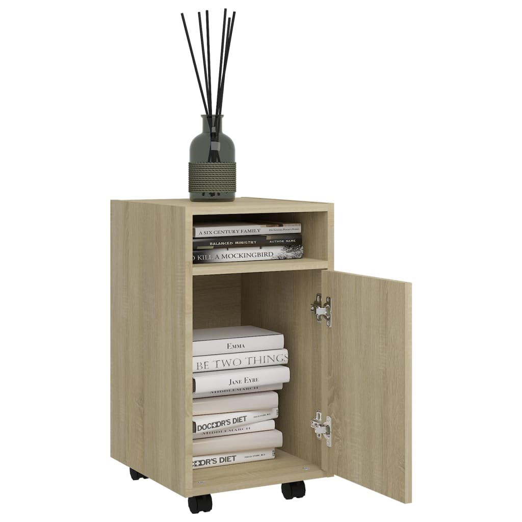 vidaXL Bijzetkast met wielen 33x38x60 cm bewerkt hout sonoma eiken afbeelding