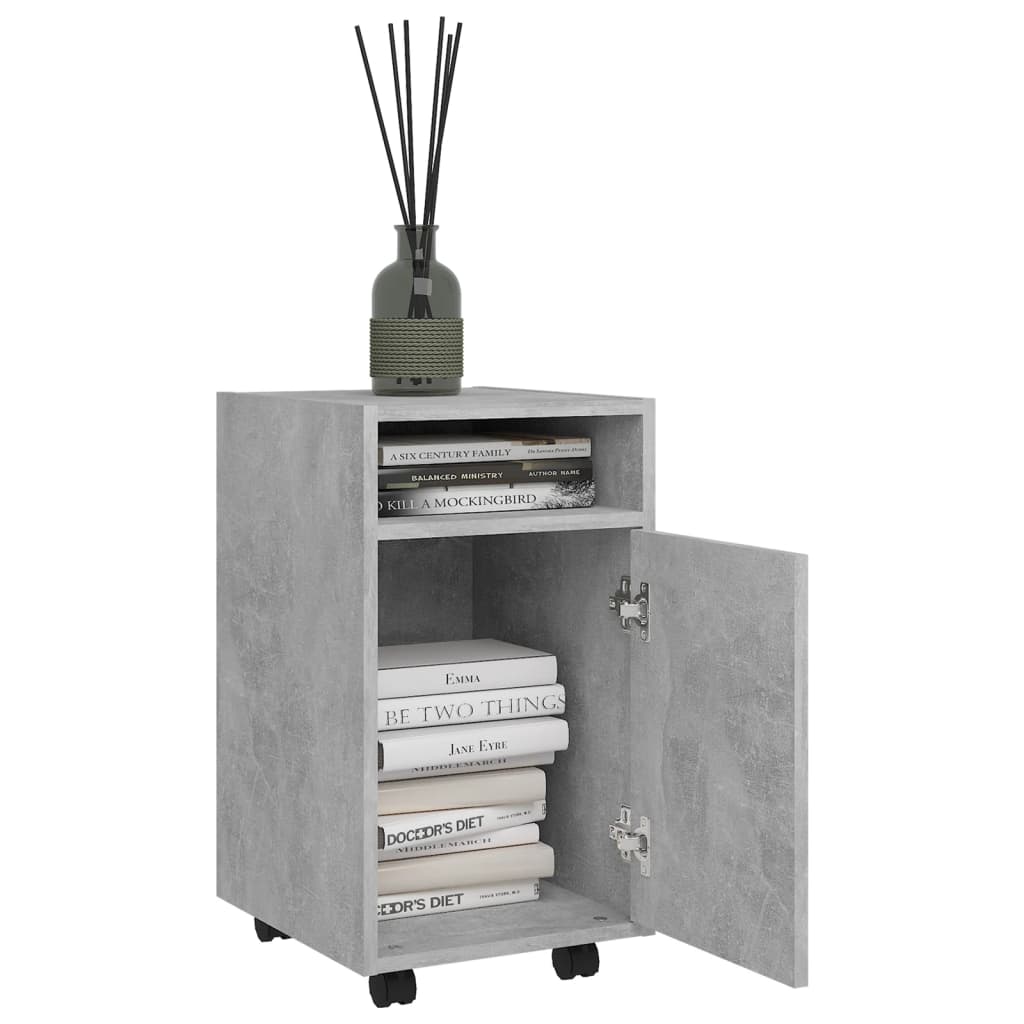

vidaXL Bijzetkast met wielen 33x38x60 cm spaanplaat betongrijs