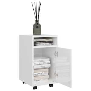 Odkládací skříňka s kolečky bílá lesklá 33x38x60 cm kompozit - obrázek 3