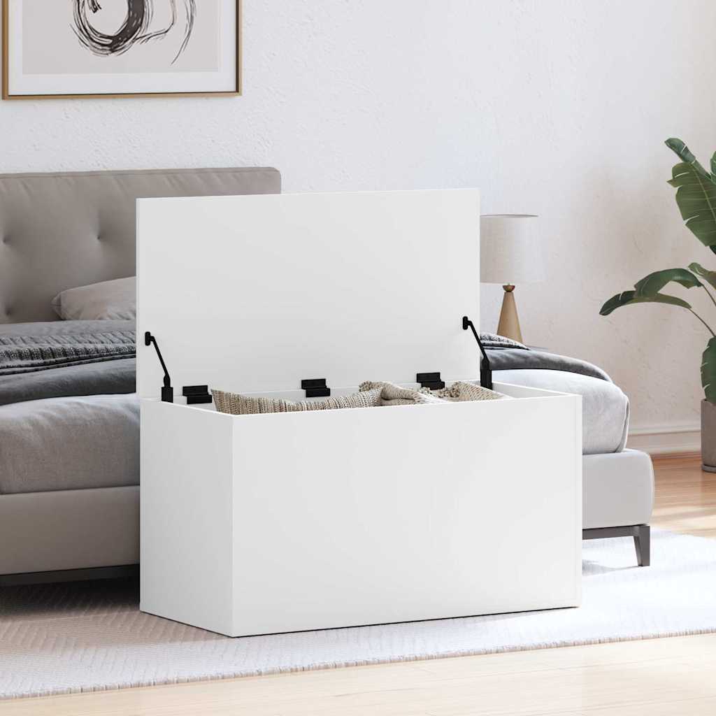 vidaXL Skrzynia, bia�a, 84x42x46 cm, materia� drewnopochodny
