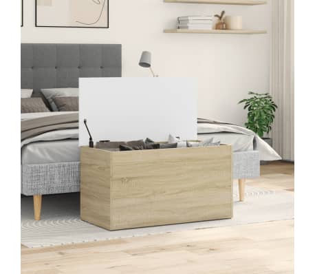 vidaXL Coffre de rangement Blanc et chêne 84x42x46cm Bois d'ingénierie