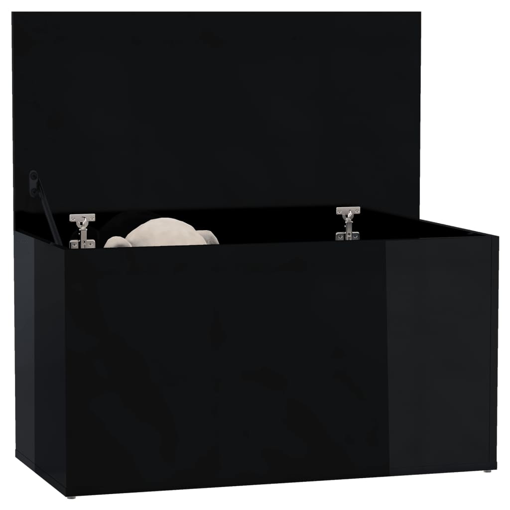 vidaXL Cufăr depozitare, negru extralucios, 84x42x46 cm, lemn compozit