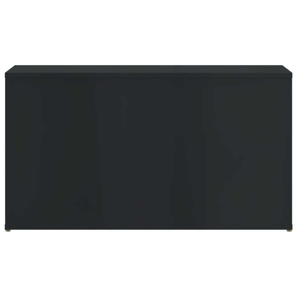 Magasfényű fekete szerelt fa tárolóláda 84 x 42 x 46 cm 