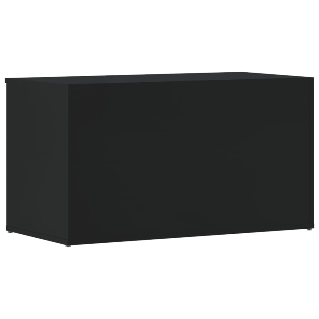 Magasfényű fekete szerelt fa tárolóláda 84 x 42 x 46 cm 