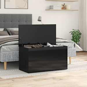 vidaXL Storage Chest High Gloss Black 84x42x46 cm Engineered Wood