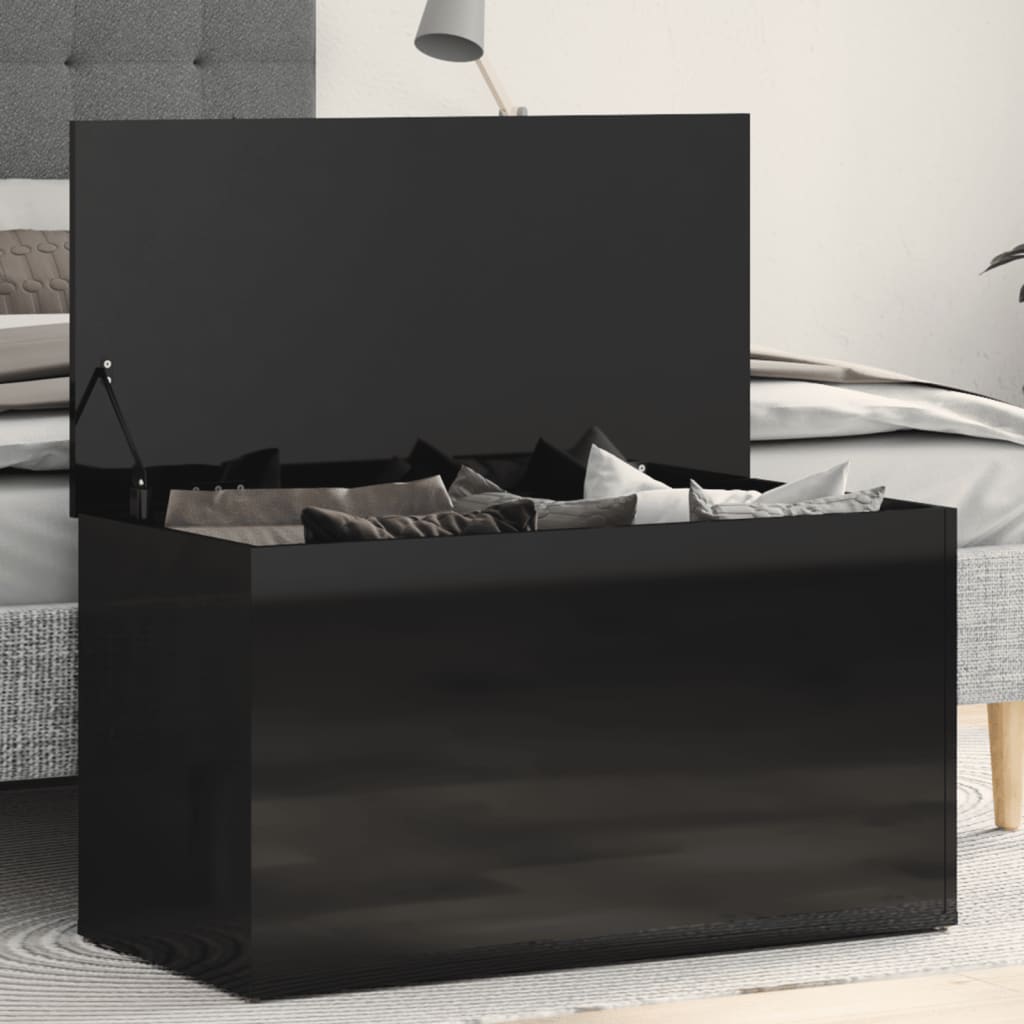 vidaXL Cufăr de depozitare, negru extra lucios, 84x42x46 cm PAL vidaXL
