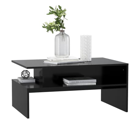 vidaXL Salongbord svart 90x60x42,5 cm konstruert tre