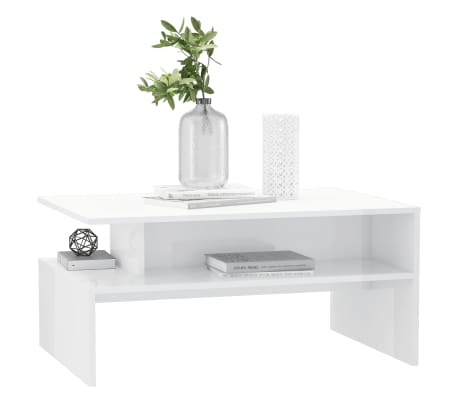 vidaXL Sohvapöytä korkeakiilto valkoinen 90x60x42,5 cm lastulevy